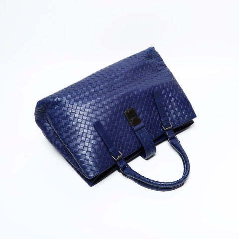 ボッテガヴェネタ BOTTEGAVENETA ローマ イントレチャート ハンドバッグ ブルー WS22512