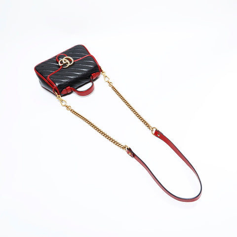 グッチ GUCCI GG マーモント トップハンドル レザー 2way ミニ ハンドバッグ ブラック WS22513