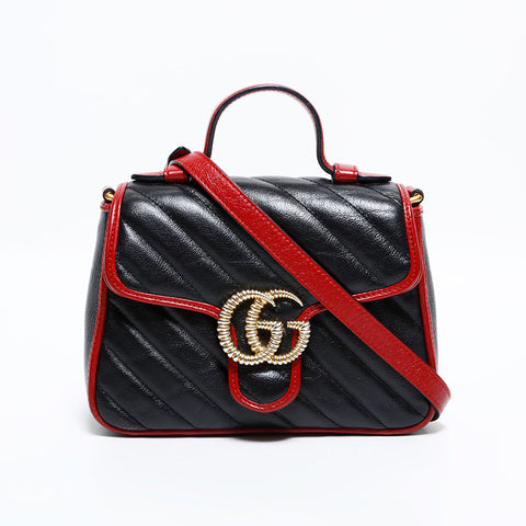 グッチ GUCCI GG マーモント トップハンドル レザー 2way ミニ ハンドバッグ ブラック WS22513