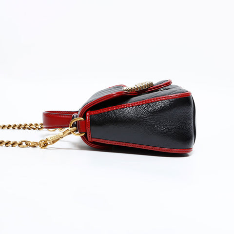 グッチ GUCCI GG マーモント トップハンドル レザー 2way ミニ ハンドバッグ ブラック WS22513
