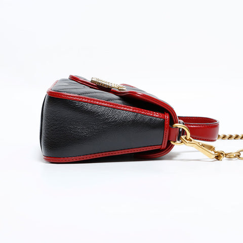 グッチ GUCCI GG マーモント トップハンドル レザー 2way ミニ ハンドバッグ ブラック WS22513