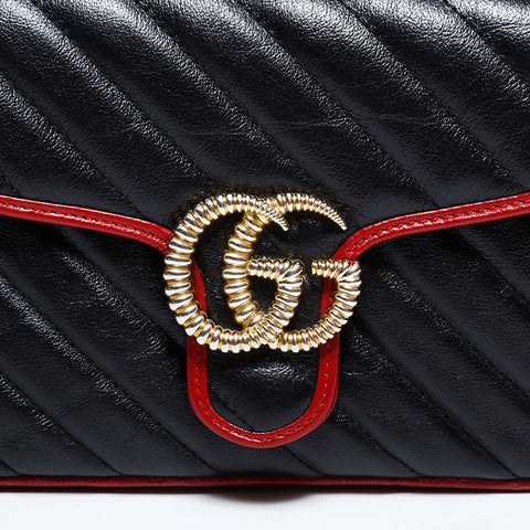 グッチ GUCCI GG マーモント トップハンドル レザー 2way ミニ ハンドバッグ ブラック WS22513