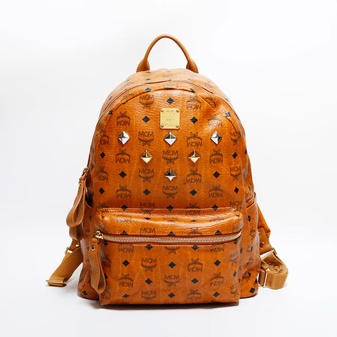 エム・シー・エム MCM レザー 総柄 リュック・デイパック ブラウン WS22516