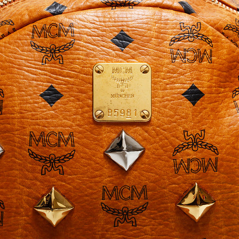 エム・シー・エム MCM レザー 総柄 リュック・デイパック ブラウン WS22516
