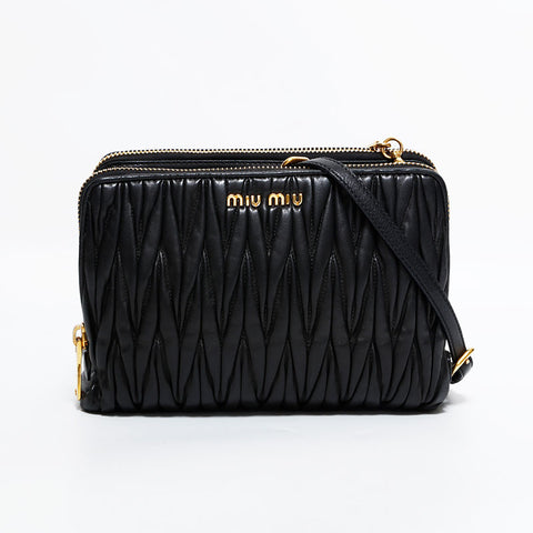 Miu Miu Leather materasse Shoulder Bag black WS22522