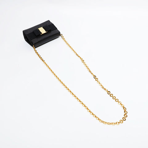 サルヴァトーレフェラガモ Salvatore Ferragamo ヴァラ レザーミニ チェーン ショルダーバッグ ブラック WS22523