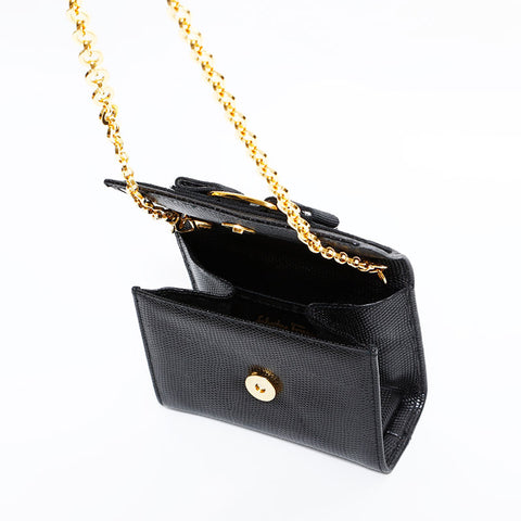 サルヴァトーレフェラガモ Salvatore Ferragamo ヴァラ レザーミニ チェーン ショルダーバッグ ブラック WS22523