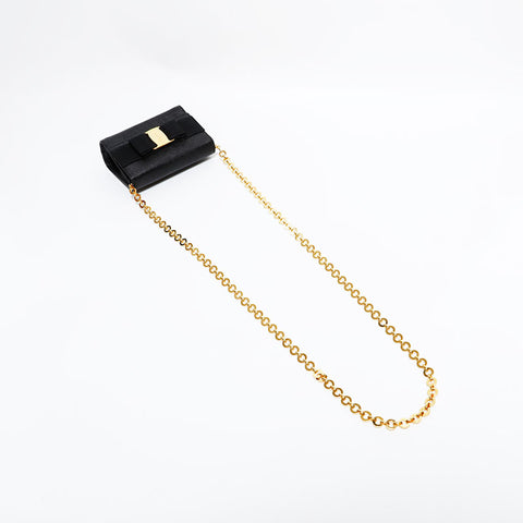 サルヴァトーレフェラガモ Salvatore Ferragamo ヴァラ レザーミニ チェーン ショルダーバッグ ブラック WS22524