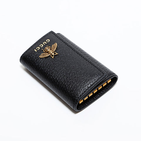 GUCCI Leather Bee Key holder  black WS22525