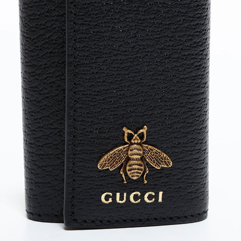 GUCCI Leather Bee Key holder  black WS22525
