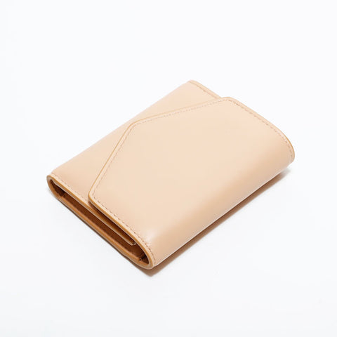 Maison Margiela Leder-Kompaktbrieftasche Dreifach-Geldbörse beige WS22527