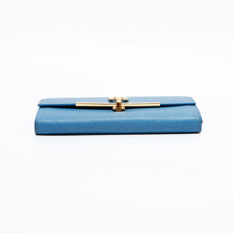 サルヴァトーレフェラガモ Salvatore Ferragamo レザー ガンチーニ 長財布 ブルー WS22529