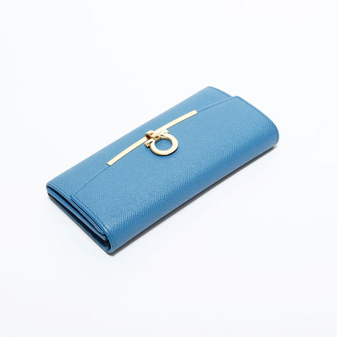 サルヴァトーレフェラガモ Salvatore Ferragamo レザー ガンチーニ 長財布 ブルー WS22529