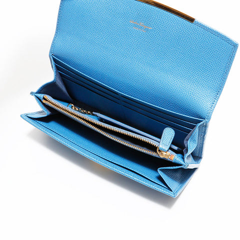 サルヴァトーレフェラガモ Salvatore Ferragamo レザー ガンチーニ 長財布 ブルー WS22529