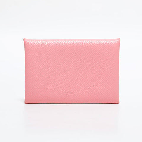 HERMES Calvi Card Case B gravé 2023 Porte-monnaie rose WS22530