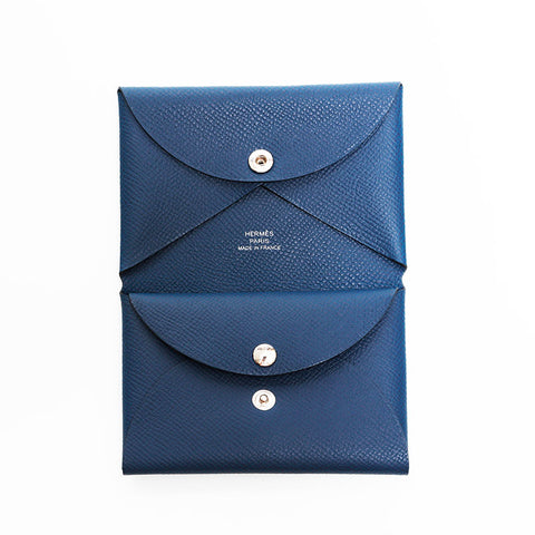エルメス HERMES カルヴィ デュオ カードケース B刻印 2023年 コインケース ネイビー WS22531