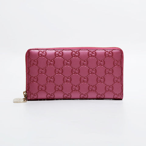 グッチ GUCCI GG シマ ラウンドジップ 長財布 ピンク WS22532