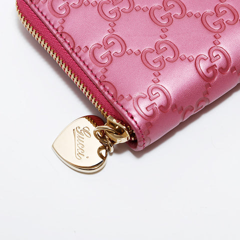 グッチ GUCCI GG シマ ラウンドジップ 長財布 ピンク WS22532