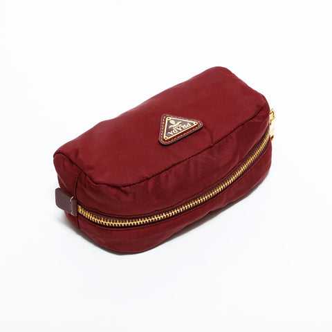 プラダ PRADA ナイロン トライアングルロゴ ポーチ レッド WS22535