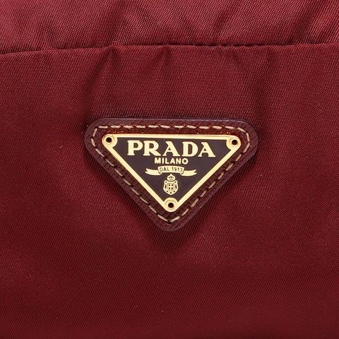 プラダ PRADA ナイロン トライアングルロゴ ポーチ レッド WS22535