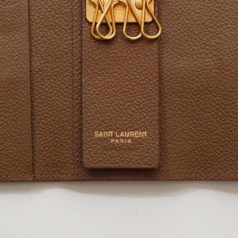 イヴ・サンローラン YVES SAINT LAURENT レザー 4連 キーケース ベージュ WS22537