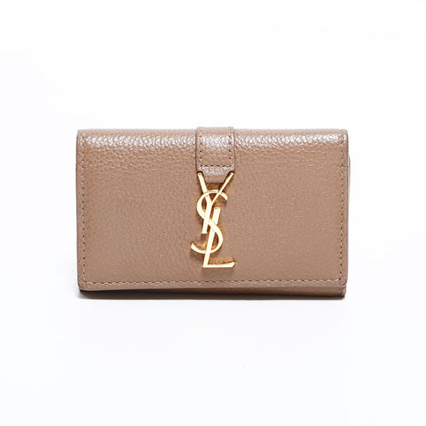 イヴ・サンローラン YVES SAINT LAURENT レザー 4連 キーケース ベージュ WS22537