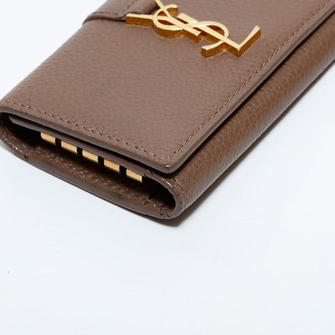 イヴ・サンローラン YVES SAINT LAURENT レザー 4連 キーケース ベージュ WS22537
