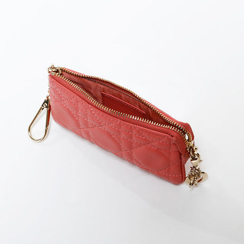 クリスチャンディオール Christian Dior ポーチ カナージュ ミニ コインケース ピンク WS22539