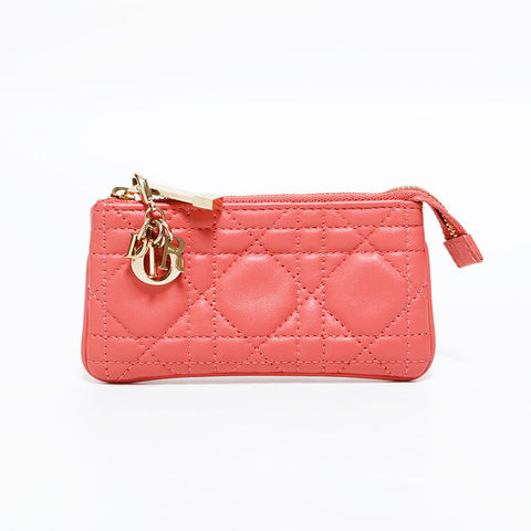 クリスチャンディオール Christian Dior ポーチ カナージュ ミニ コインケース ピンク WS22539