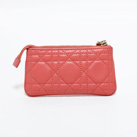 クリスチャンディオール Christian Dior ポーチ カナージュ ミニ コインケース ピンク WS22539