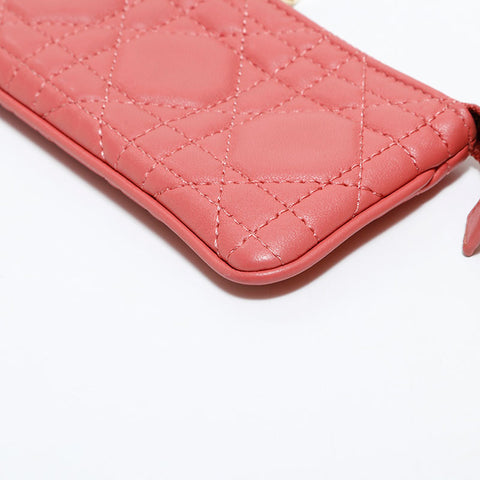 クリスチャンディオール Christian Dior ポーチ カナージュ ミニ コインケース ピンク WS22539