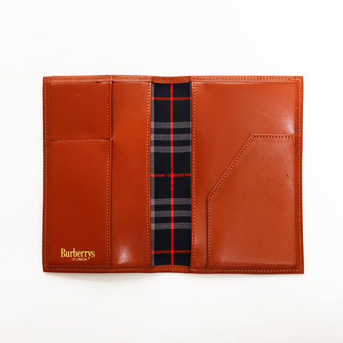 バーバリー BURBERRY レザー 手帳カバー 長財布 ネイビー WS22541