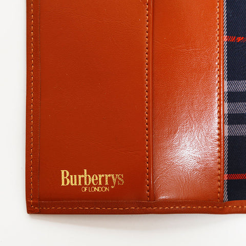 バーバリー BURBERRY レザー 手帳カバー 長財布 ネイビー WS22541