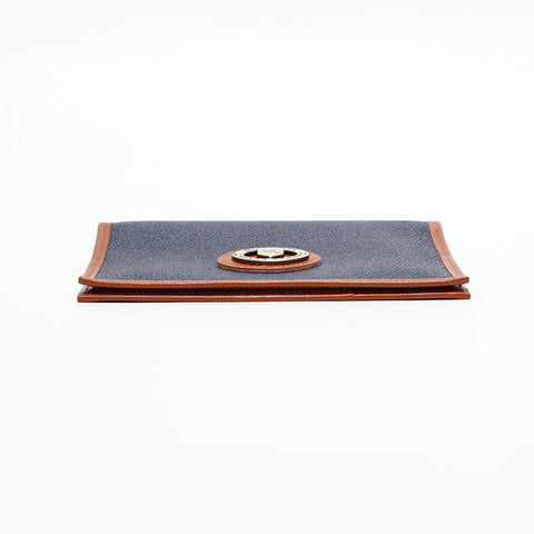 バーバリー BURBERRY レザー 手帳カバー 長財布 ネイビー WS22541