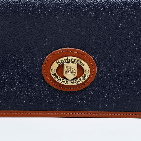 バーバリー BURBERRY レザー 手帳カバー 長財布 ネイビー WS22541