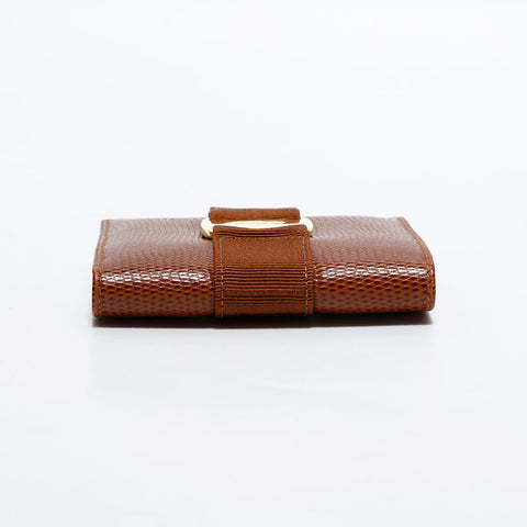 Salvatore Ferragamo Embossed Leather Vara Bifold Wallet Brown WS22542