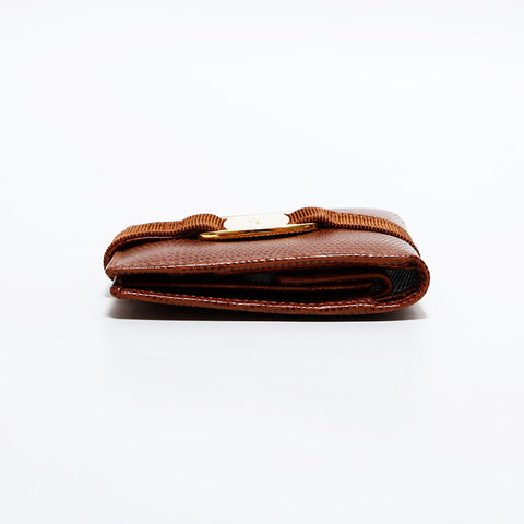 サルヴァトーレフェラガモ Salvatore Ferragamo 型押し レザー ヴァラ 二つ折り財布 ブラウン WS22542