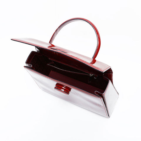 CARTIER happy birthday patent leather Handbag Red WS22544
