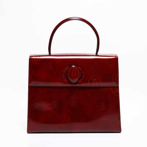 CARTIER happy birthday patent leather Handbag Red WS22544