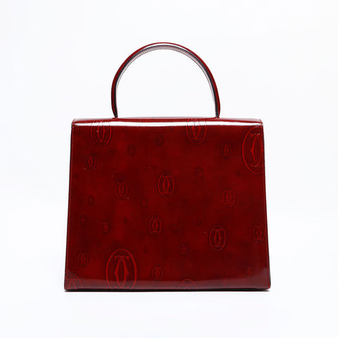 CARTIER happy birthday patent leather Handbag Red WS22544