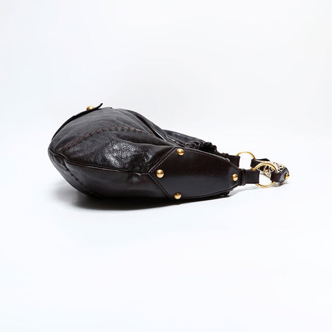 YVES SAINT LAURENT Leather Mombasa Shoulder Bag Brown WS22553