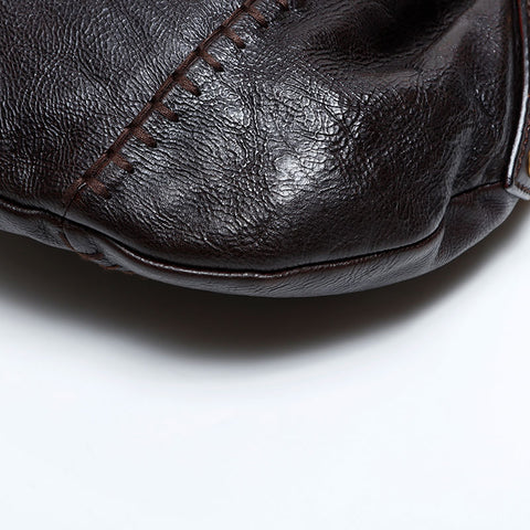 YVES SAINT LAURENT Leather Mombasa Shoulder Bag Brown WS22553