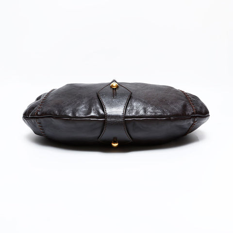 YVES SAINT LAURENT Leather Mombasa Shoulder Bag Brown WS22553