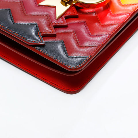 Salvatore Ferragamo Gancini Leather Multicolor Rainbow Mini Zigzag Shoulder Bag multicolor WS22556