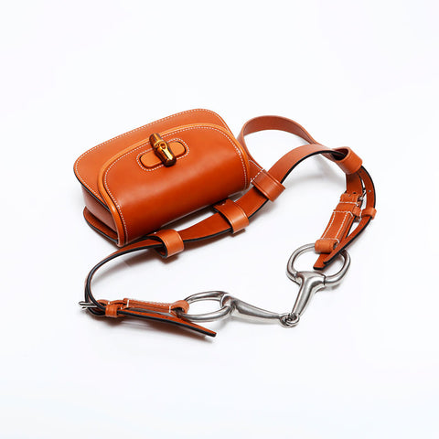 GUCCI Leather Mini Bamboo Belt Waist bag Brown WS22557