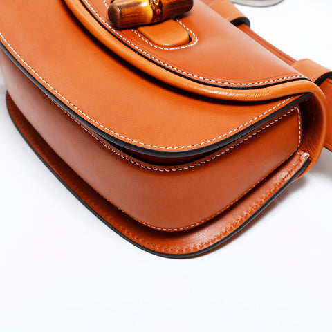 GUCCI Leather Mini Bamboo Belt Waist bag Brown WS22557