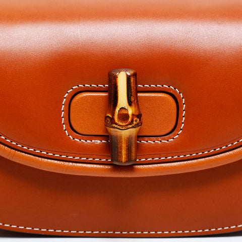 GUCCI Leather Mini Bamboo Belt Waist bag Brown WS22557