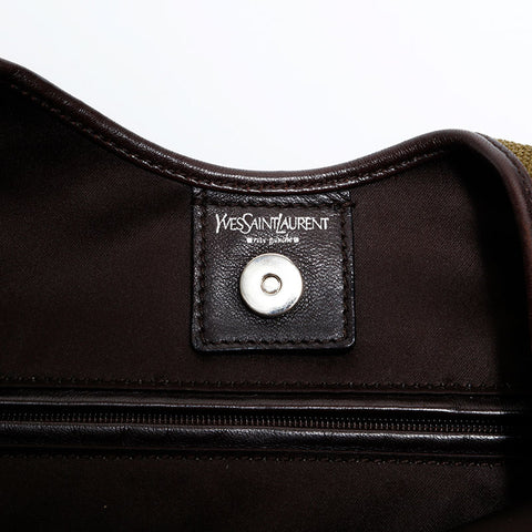 YVES SAINT LAURENT YSL Canvas Hobo Mombasa Shoulder Bag khaki WS22560