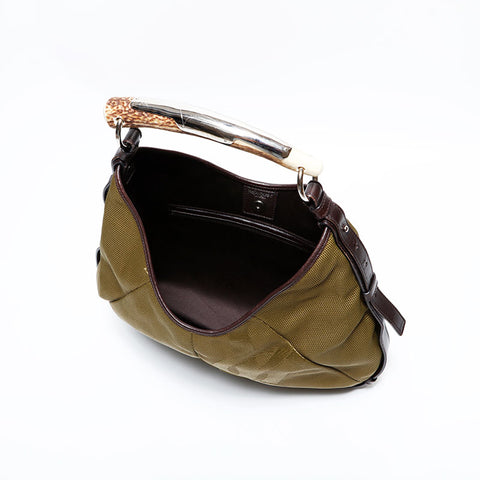 YVES SAINT LAURENT YSL Canvas Hobo Mombasa Shoulder Bag khaki WS22560