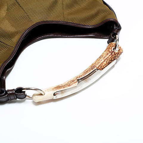 YVES SAINT LAURENT YSL Canvas Hobo Mombasa Shoulder Bag khaki WS22560
